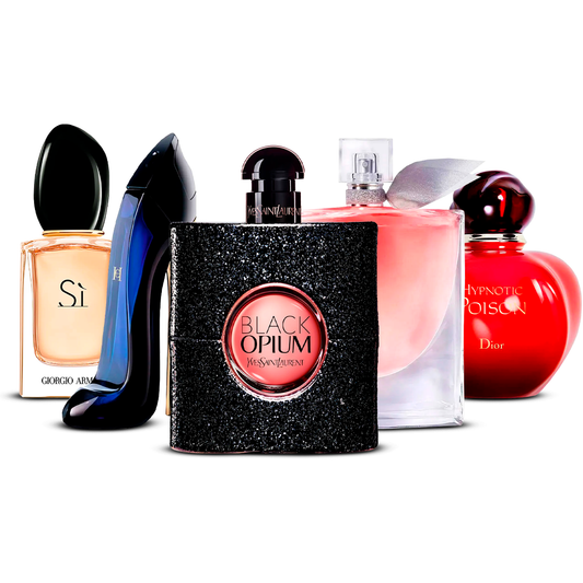 Kombinace 5 dámských parfémů – Sì, Good Girl, Black Opium, La Vie Est Belle a Hypnotic Poison [každý 100 ml]